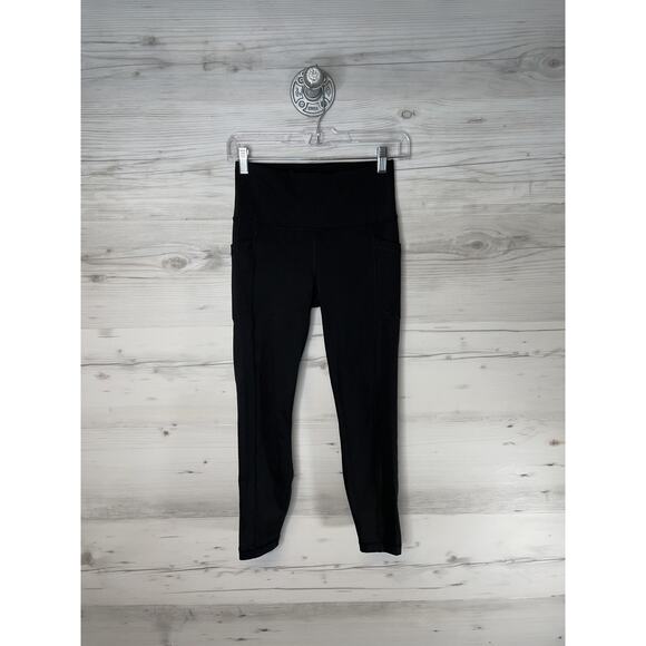 Yogalicious Lux Pants Womens Small Black Yoga Leggings High Rise Side Pockets - Picture 1 of 7